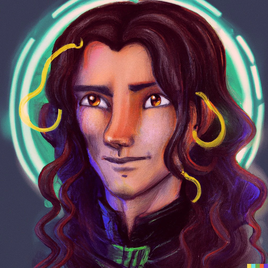 Portrait of fir3cr4ckers with long brown hair and dark eyes.
